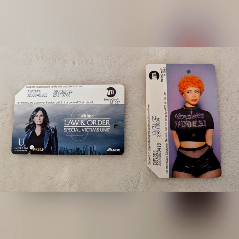 Ice Spice Metrocard NYC Subway Mta NYCT MetroCard Set Of 2 Cards Law & Order SVU